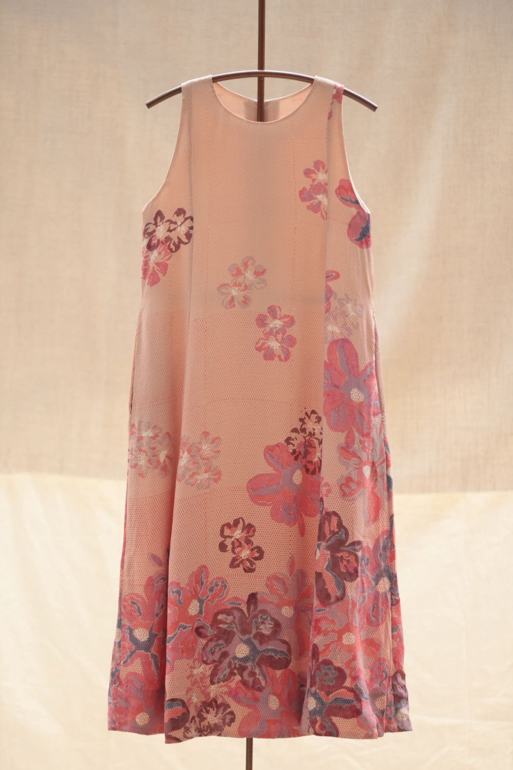 Silk Long Dress - Pink Floral