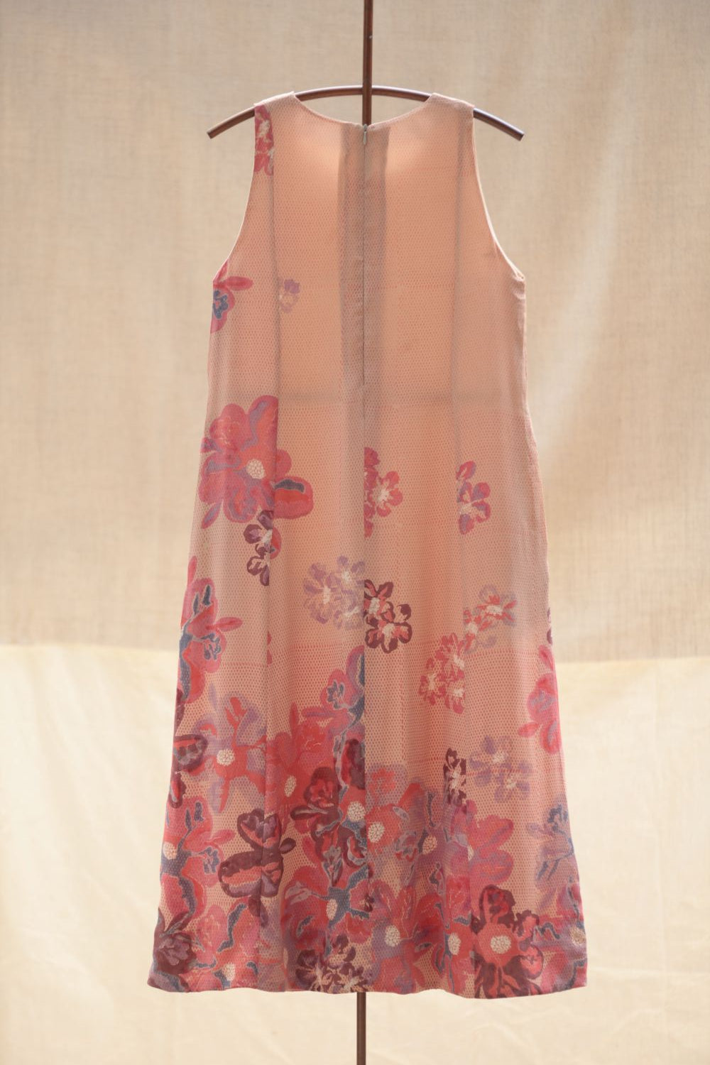 Silk Long Dress - Pink Floral