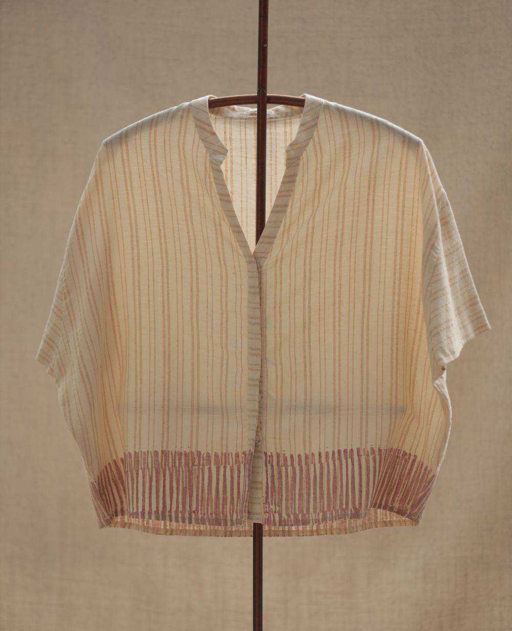 Drop Shoulder Crop - Organic Natural Dye-Beige