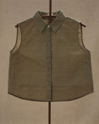 Crop shirt - Khadi Cotton-Green - Handloom