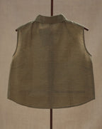Crop shirt - Khadi Cotton-Green - Handloom