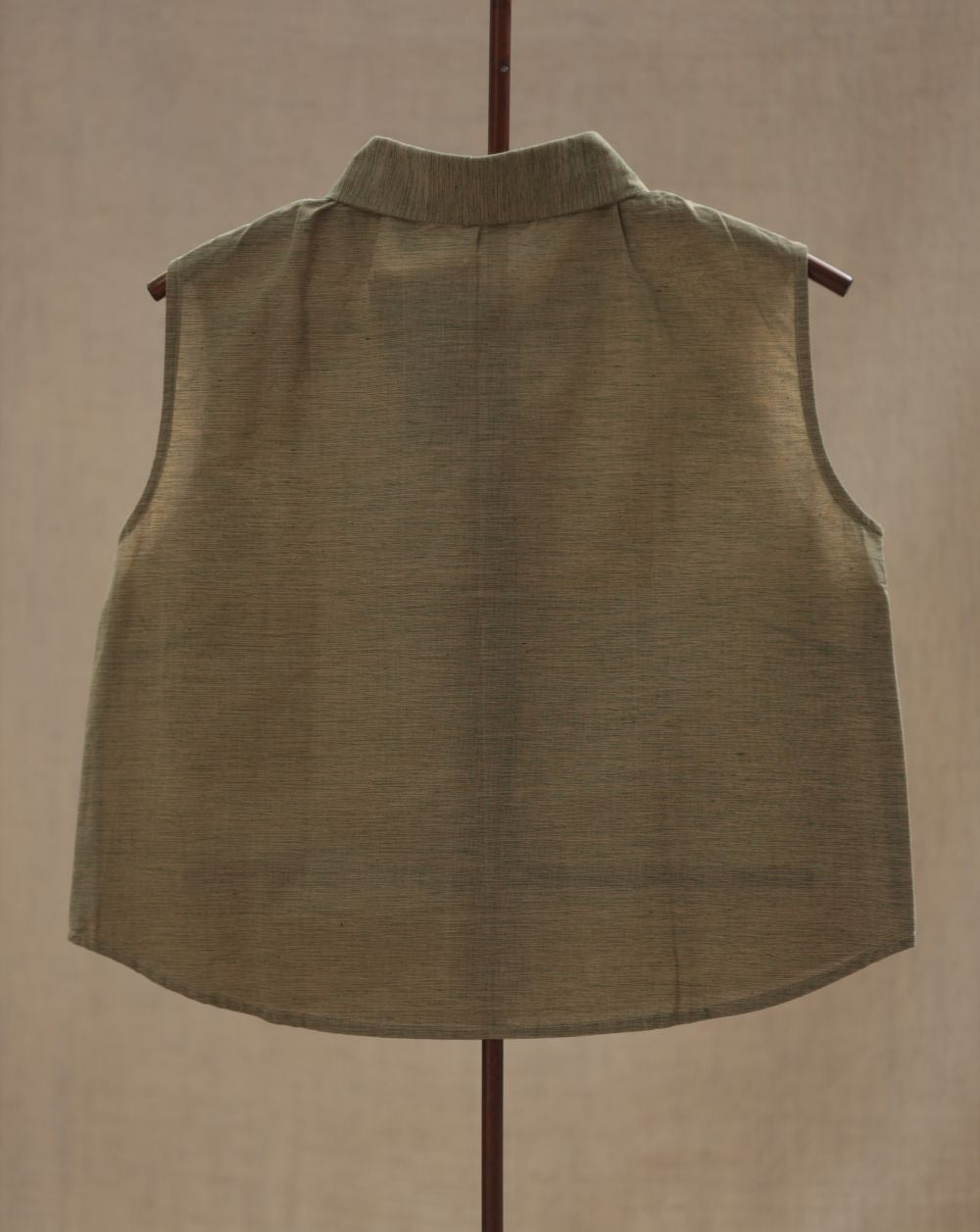Crop shirt - Khadi Cotton-Green - Handloom