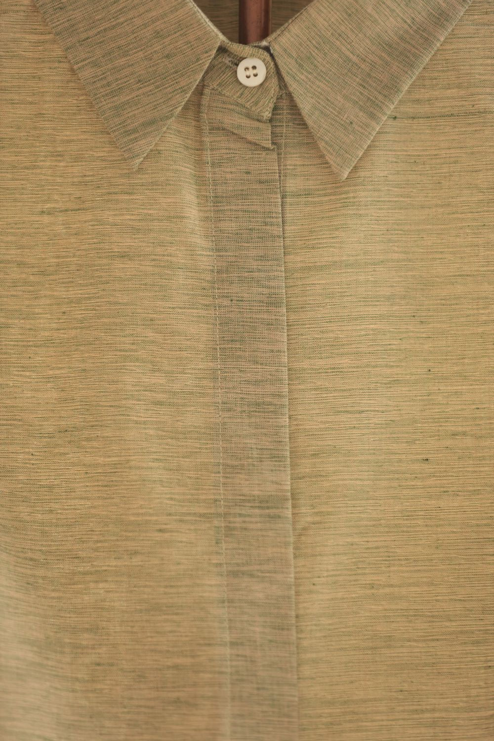 Crop shirt - Khadi Cotton-Green - Handloom