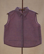 Crop shirt - Khadi Cotton-Purple - Handloom