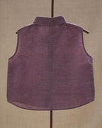Crop shirt - Khadi Cotton-Purple - Handloom