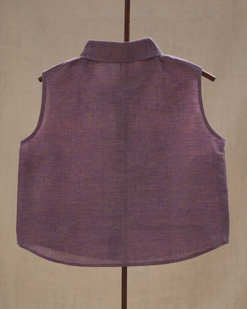 Crop shirt - Khadi Cotton-Purple - Handloom
