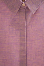 Crop shirt - Khadi Cotton-Purple - Handloom