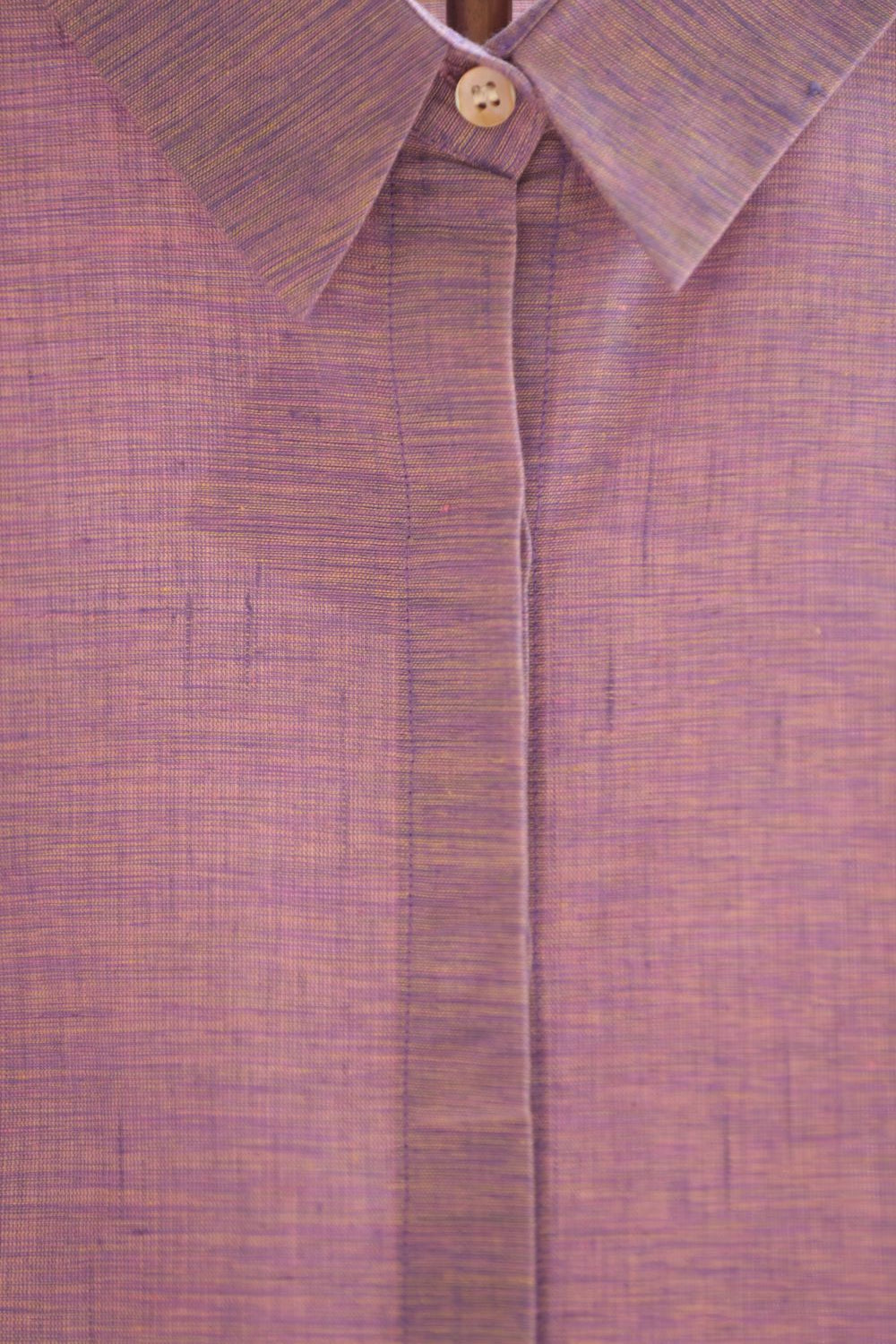 Crop shirt - Khadi Cotton-Purple - Handloom