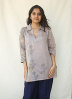Silk Mauve hand block printed Tunic