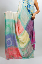 Crepe Silk Hand Block Printed Creme Saree