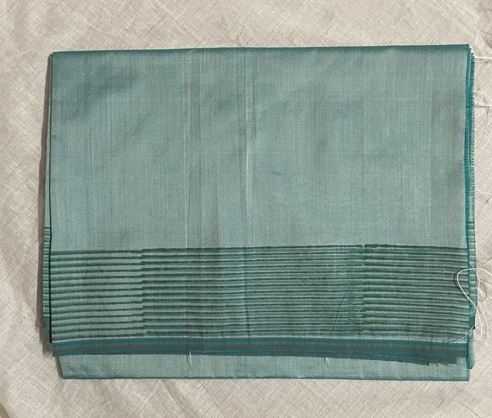 Crepe Silk Hand Block Printed Creme Saree
